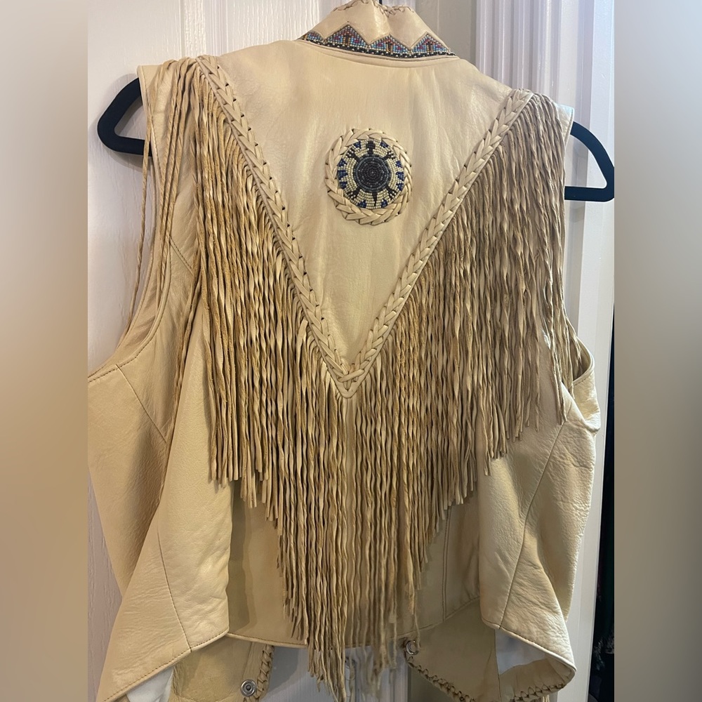 Diamond Leathers leather beaded vest bought in Sturgis SD